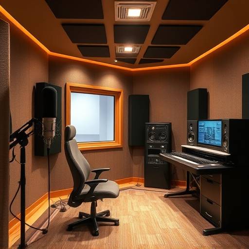 Interior of Studio C, showcasing the vocal booth and digital audio workstation