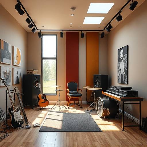Interior of Studio E, a medium-sized studio perfect for solo artists or small bands, featuring a comfortable and inspiring atmosphere