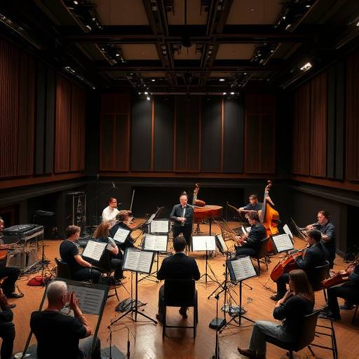 Studio D, a large studio designed for film scoring with ample space for an orchestra